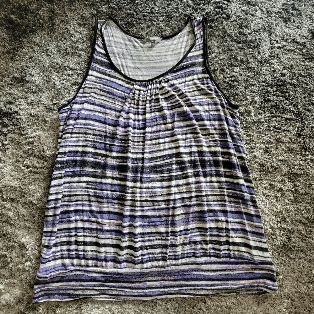 Women's Daisy Fuentes Tank Top Purple Black White Size 1X